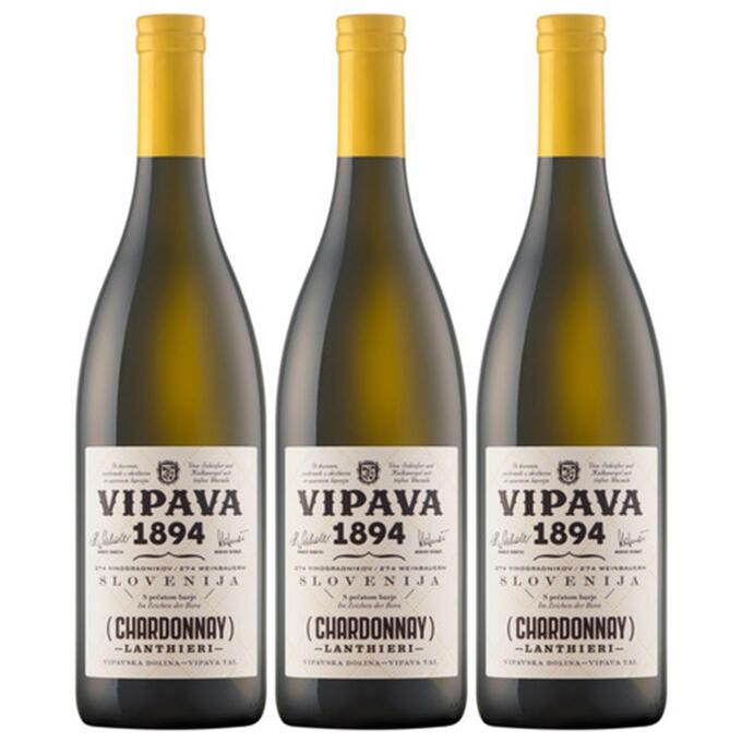 【送料無料】【オトクな3本セット】【シャルドネ】ヴィパーヴァ ランシエリ シャルドネ　750ml　3本　白ワイン　Vipava Chardonnay Lanthieri　ヴィパーヴァ 1894d.o.o.　スロヴェニア　ヴィパウスカ・ドリナ　辛口　ピーロート pieroth