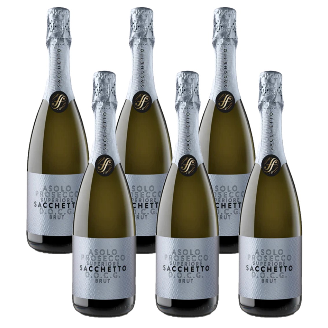 【送料無料】【6本セット】サケットプロセッコ　アソーロブリュット　6本　ワイン　Prosecco Asolo Brut　Cantine SACCHETTO　イタリア　ヴェネト　グレーラ100％ 　辛口　スパークリングワイン　泡　ピーロート pieroth