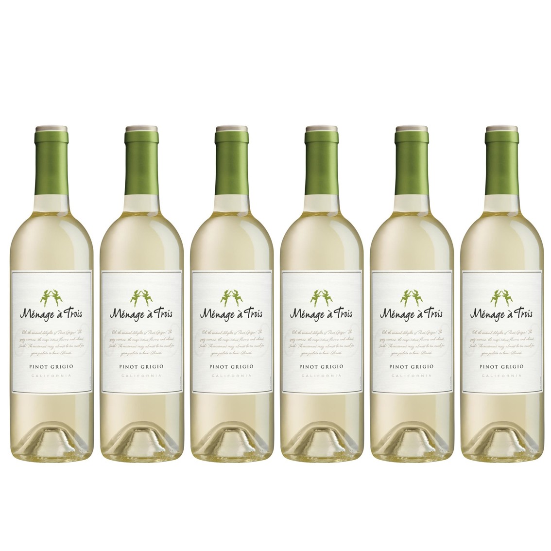 【送料無料】【6本セット】メナージュ・ア・トロワ　ピノ・グリージョ　6本　750ml　 白ワイン　辛口　 Menage a trois　Pinot Grigio　ピノグリージョ　アメリカ　カリフォルニア　サクラアワード2025ゴールド　カリフォルニア・サステナブル・ワイナリー認証