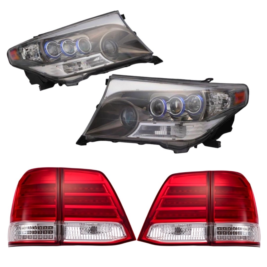 【お勧め商品！】ランクル 200 3連 ヘッド ライト LED テール ランプ 2点 セット プロジェクター インナーブラック ウインカー クリア レッド トヨタ 新品 人気アイテム ※沖縄/離島は別途送料