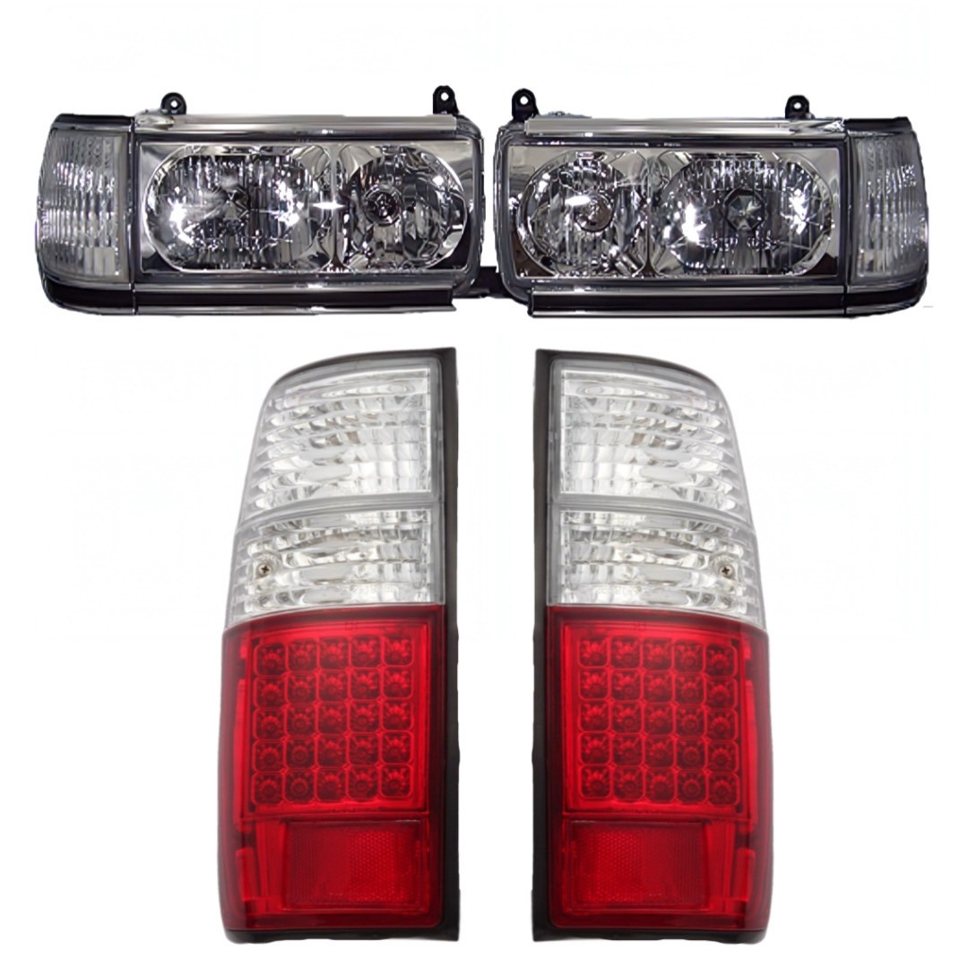 ランクル 80 ヘッド ライト LED テール ランプ 2点 セット タイプD クリア レッド トヨタ ランドクルーザー　全年式 適合 前期 中期 後期 80 81 FJ FZJ HDJ DZJ ※沖縄/離島は別途送料