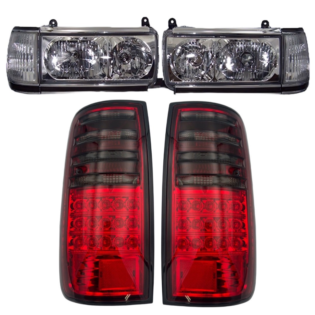 ランクル 80 ヘッド ライト LED テール ランプ 2点 セット タイプE スモーク レッド トヨタ ランドクルーザー　全年式 適合 前期 中期 後期 80 81 FJ FZJ HDJ DZJ ※沖縄/離島は別途送料