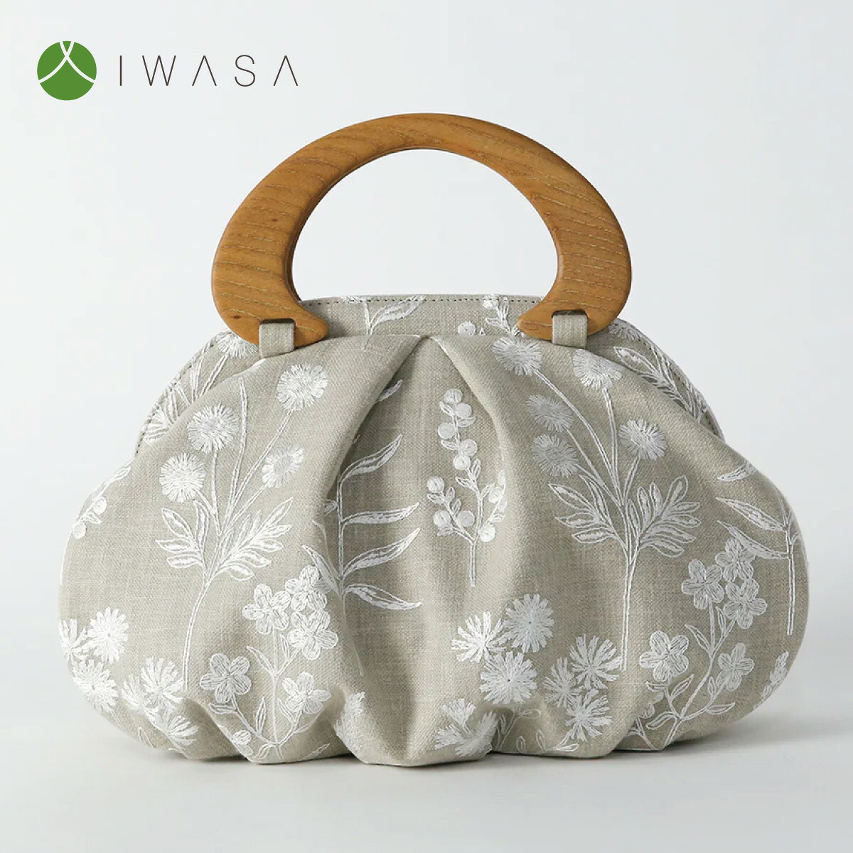 【IWASA】バルーンバッグ　メドゥガーデン　ベージュ　| 和装バッグ 着物バッグ 着物用 手提げバッグ 訪問着 付け下げ 色無地 カジュアル フォーマル　IWASA｜着物屋くるり　店
