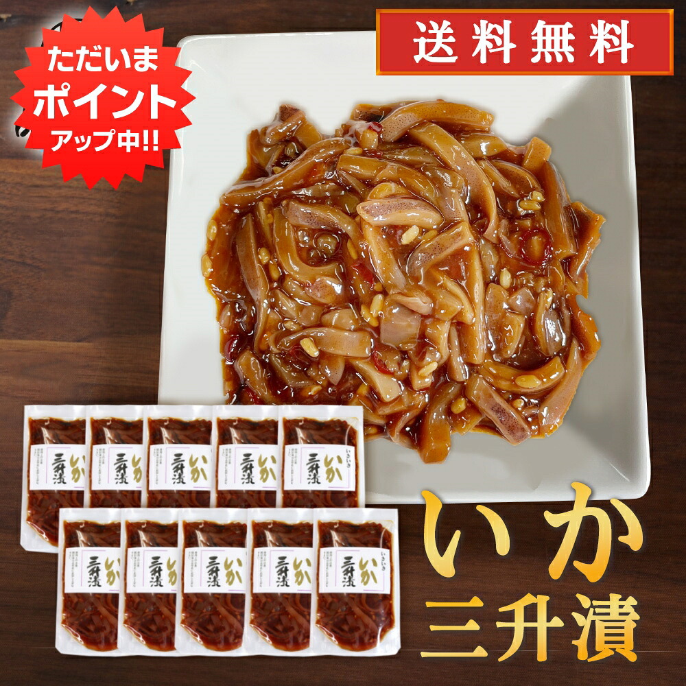 【マラソン期間中はP5倍！】いか三升漬 140g（１０個セット） 送料無料 パウチタイプ 北海道 ピリ辛 イカ珍味 烏賊 さんしょうづけ おつまみ 肴 お酒のおとも ご当地 お土産 お取り寄せ プレゼント ギフト 贈答 御中元 お中元 御歳暮 お歳暮