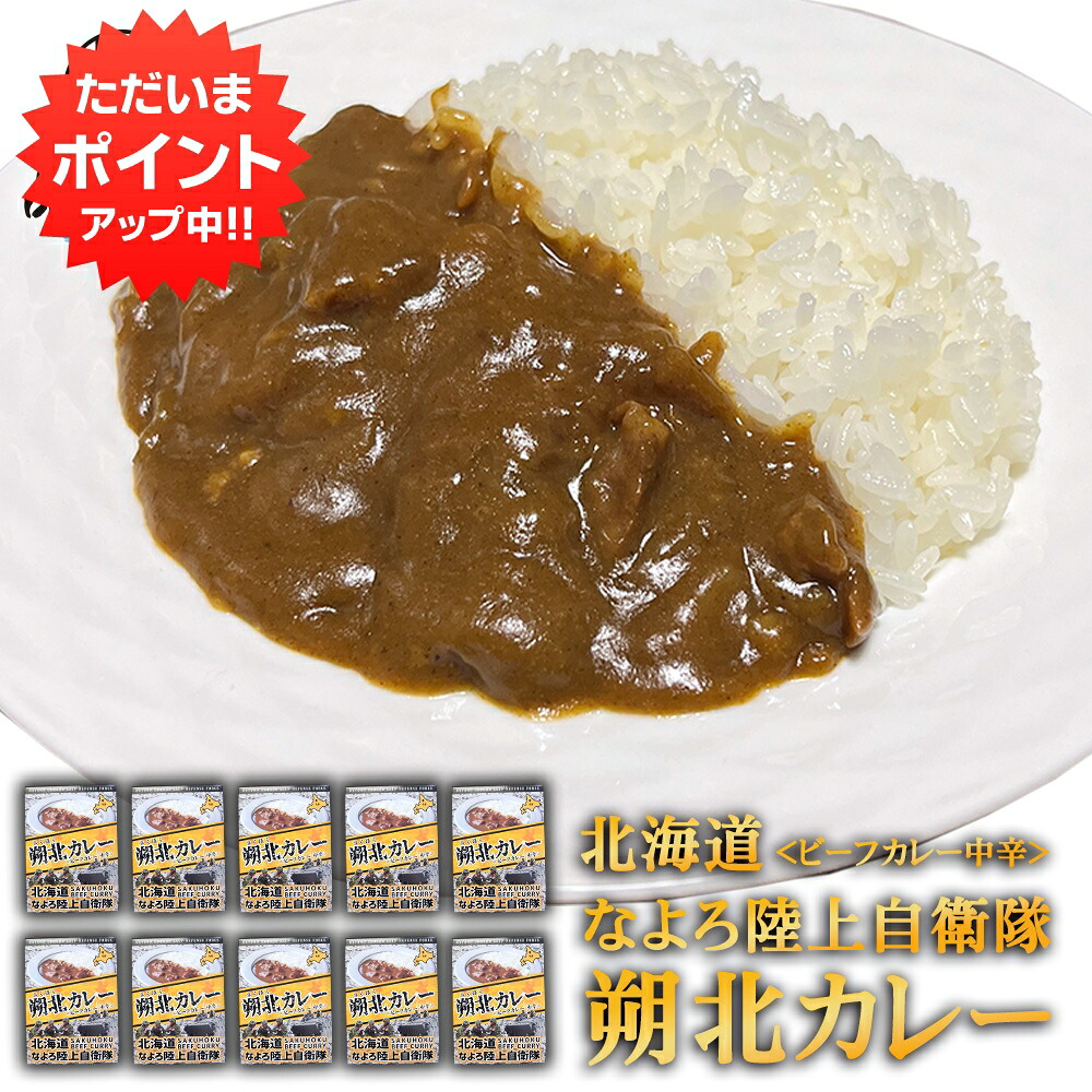 【マラソン期間中はP2倍！】なよろ陸上自衛隊 朔北カレー （１０個セット） 中辛 ビーフカレー レトルトパウチ 食堂カレー 北海道 ご当地 お土産 お取り寄せ プレゼント ギフト 贈答 御中元 お中元 御歳暮 お歳暮