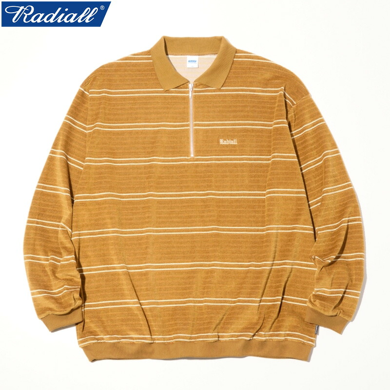 RADIALL ラディアル HITSVILLE - HALF ZIP POLO SHIRT L/S ハーフジップ ポロシャツ CAMEL