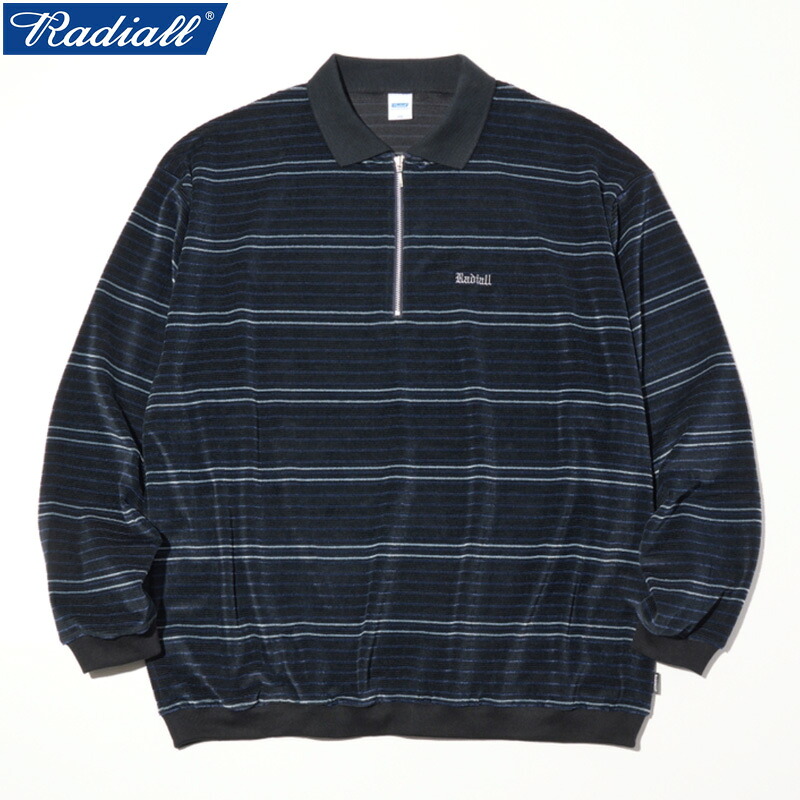 RADIALL ラディアル HITSVILLE - HALF ZIP POLO SHIRT L/S ハーフジップ ポロシャツ BLACK