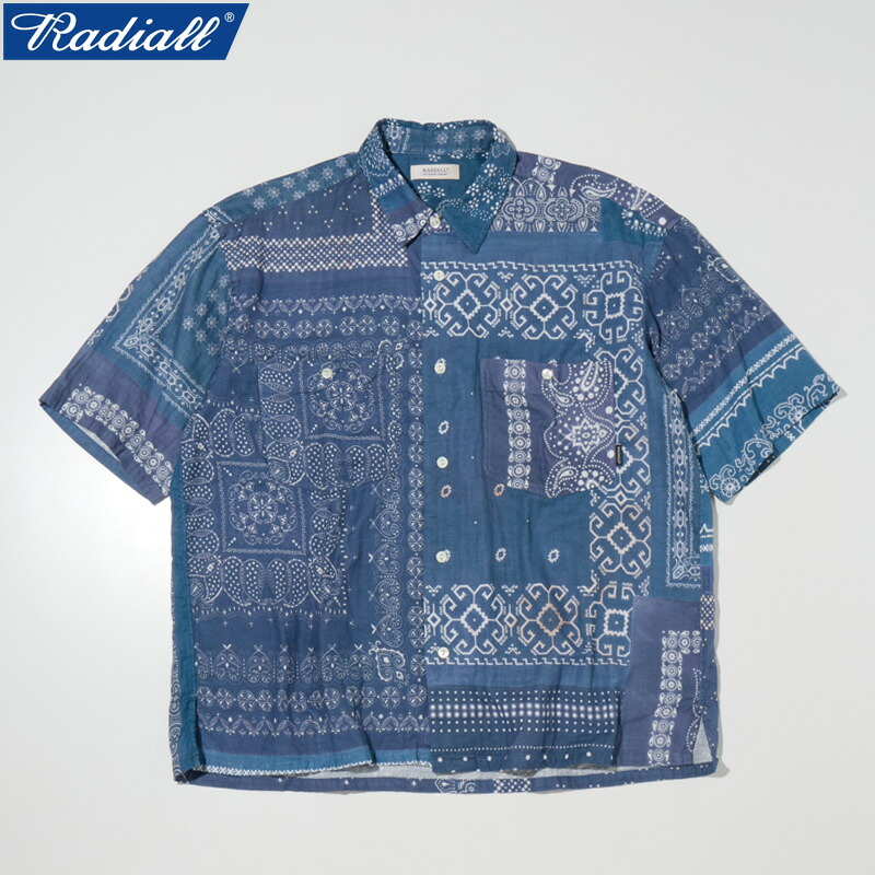 RADIALL ラディアル MUSCLE SHOALS - REGULAR COLLARED SHIRT S/S レギュラーカラーシャツ 半袖シャツ SMOKE NAVY
