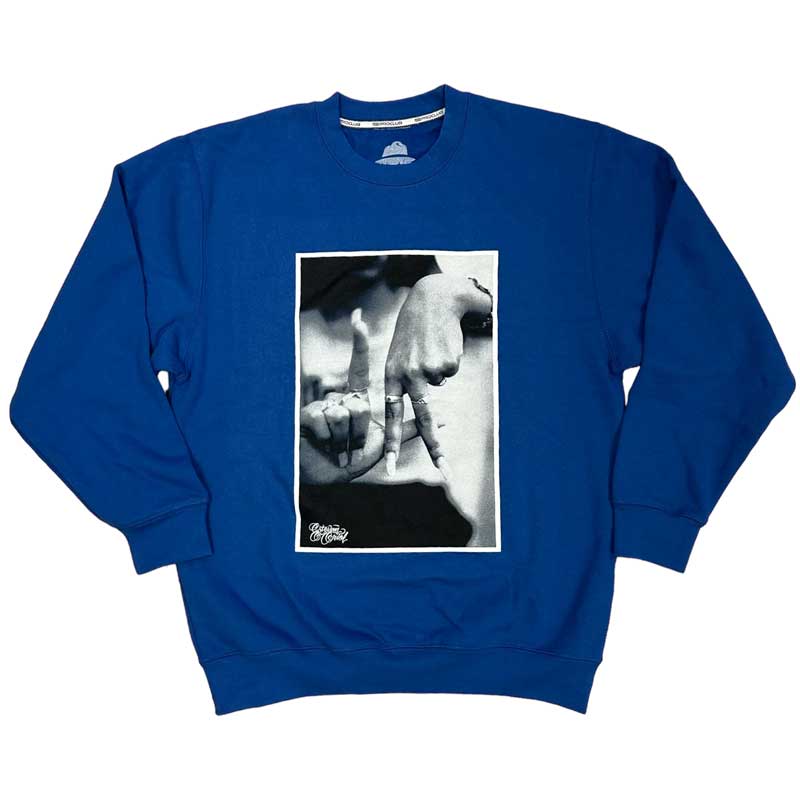 ESTEVAN ORIOL エステファンオリオール -天使の都市 HANDS- CREWNECK SWEATSHIRT 労働者の一団のど首 汗水 ROYAL BLUE