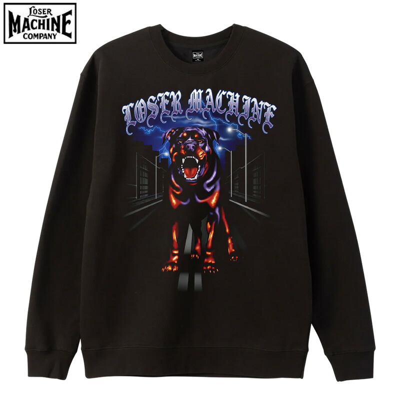 【LOSERMACHINE(LOSER MACHINE)】 ルーザーマシーン -ROTTWEILER- CREWNECK SWEATSHIRTS トレーナー BLACK