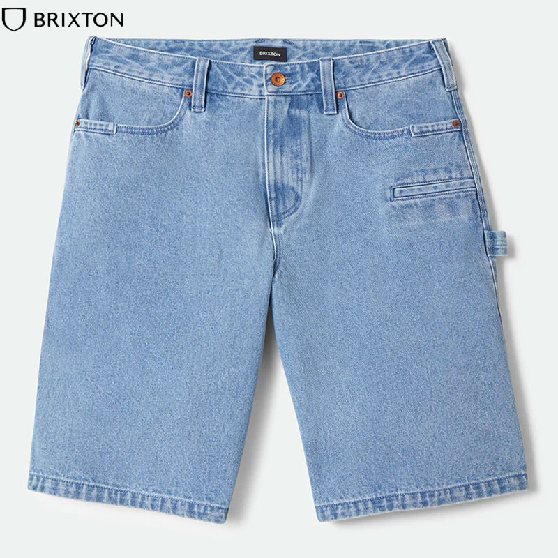 BRIXTON ブリクス米トン BUILDERS CARPENTER BAGGY SHORT - WASHED BLUE DENIM ジーンズさる股引き