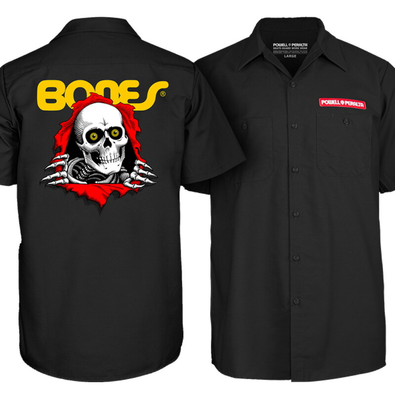 POWELL PERALTA パウエルペラルタ RIPPER WORK SHIRT 半袖細工物プルオーバー BLACK