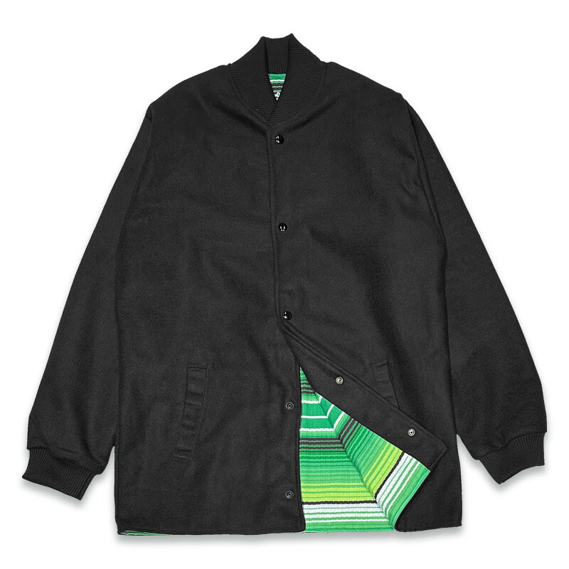 JOHNNY SUEDE ジョニースエードクロス BLACK WITH GREEN SERAPE CLICKER JACKET カークラブジャケット メルトン上衣 ファラオジャケット