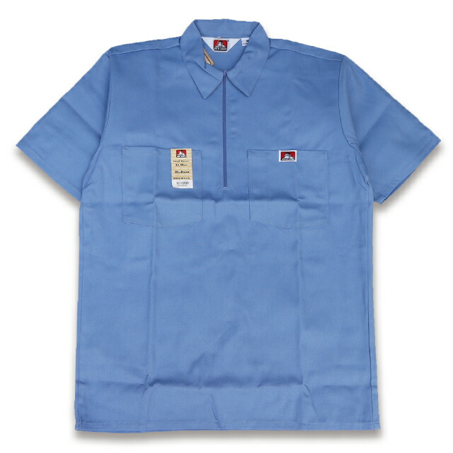 BEN DAVIS HALF ZIP ハーフジップ 半袖細工物プルオーバー #150 LIGHT BLUE