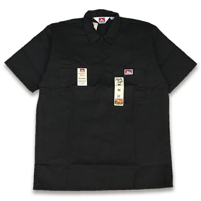 BEN DAVIS HALF ZIP ハーフジップ 半袖細工物プルオーバー #124 BLACK