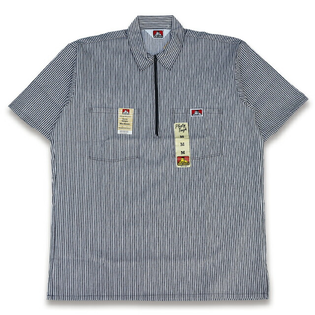 BEN DAVIS HALF ZIP ハーフジップ 半袖細工物プルオーバー #178 STRIPE NAVY