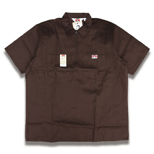 BEN DAVIS HALF ZIP ハーフジップ 半袖細工物プルオーバー #127 BROWN