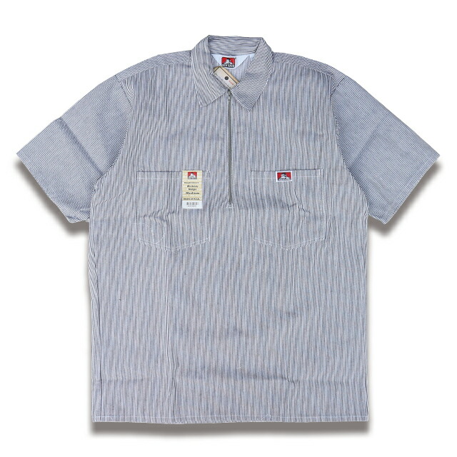 BEN DAVIS HALF ZIP ハーフジップ 半袖細工物プルオーバー #108 HICKORY STRIPE