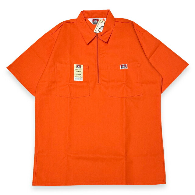 BEN DAVIS HALF ZIP ハーフジップ 半袖細工物プルオーバー #126 ORANGE