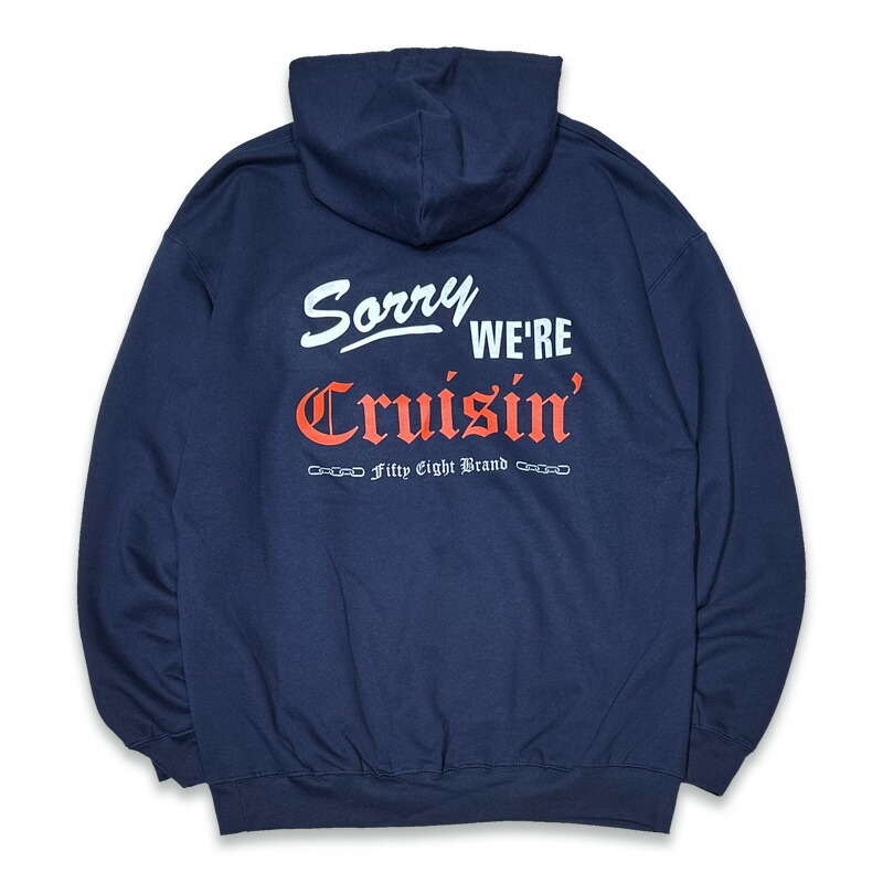 FIFTY EIGHT フィフティーエイト FEP-012NY -CRUISIN\u0027- PULLOVER HOODIE パーカー COLOR: NAVY