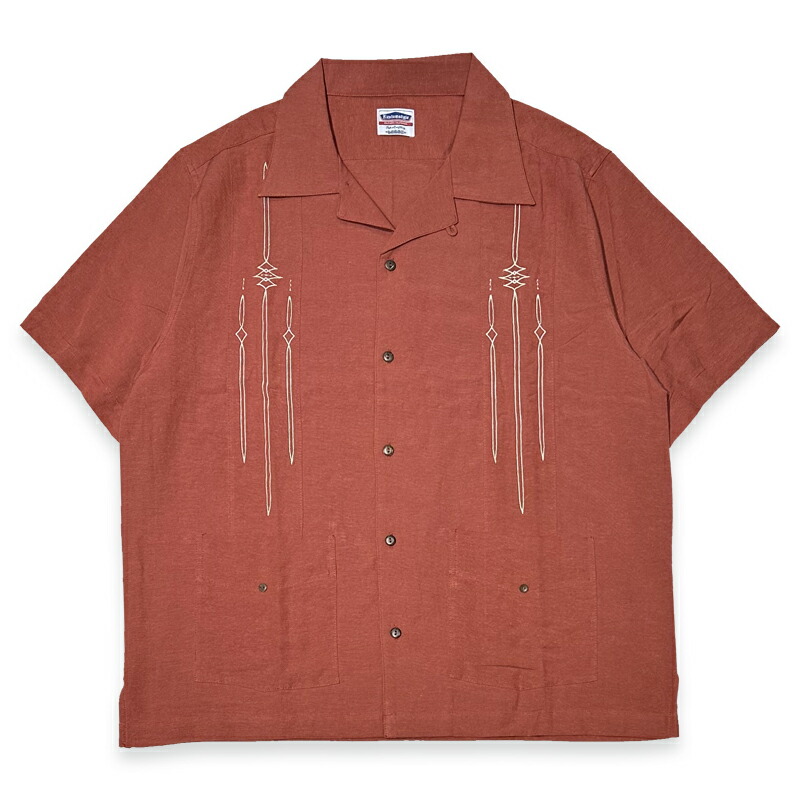 定価15950円 SALE30%OFF / KUSTOMSTYLE カスタムスタイル KSSS2405BRI "JURIUS CAESAR" GUAYABERA SHORT SLEEVE SHIRTS グァジャベーラシャツ キューバシャツ 半袖 -BRICK-｜KUSTOMSTYLE SO-CAL 8,485円