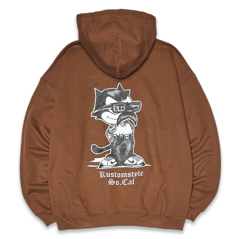 KUSTOMSTYLE カスタム表現スタイル KSP2502BR -THE CAT- PULLOVER HOODIE プルオーバーフーディー COLOR*BROWN