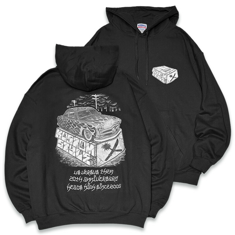 KUSTOMSTYLE カスタムスタイル x US VERSUS THEM アスバーサスゼム KSUVT012PBK -SHOE BOX- PULLOVER HOODIE かぶりパーカー COLOR*BLACK|KUSTOMSTYLE SO-CAL
