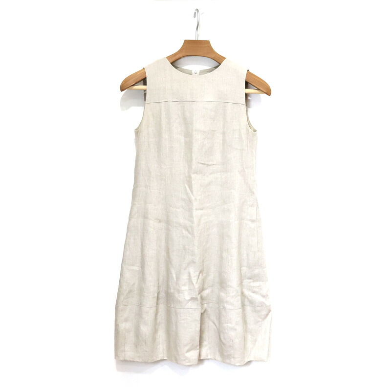 【楠本質店/元住吉】美品　フォクシー/FOXEY　34206-SOFG58T　ワンピース　レディース　サイズ：38　ベージュ　麻【中古】