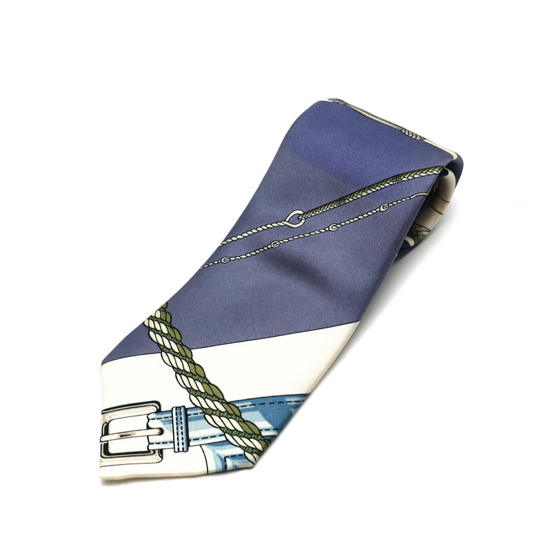 エルメス　ネクタイ HERMES 【新品】 エルメス ネクタイ シルクツイルタイ 7cm《 H