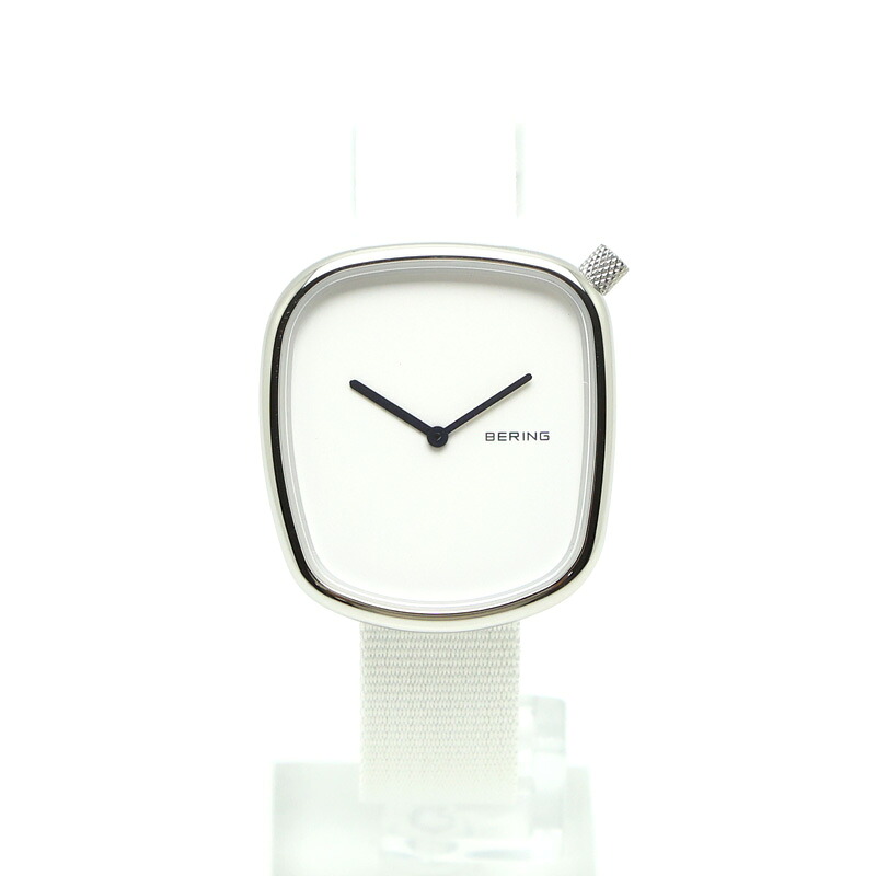 【楠本質店/元住吉】ほぼ未使用品　ベーリング/BERING Ocean Pebble Collection 34mm 18034-007 ユニセックス レディース腕時計 ぺブル ホワイト ナイロンベルト【中古】