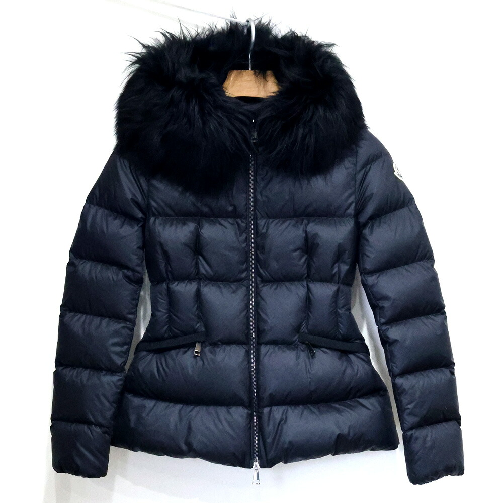 【楠本質店/元住吉】未使用品　モンクレール　MONCLER　ボエ　BOED　ショートダウンジャケット　ブラック　サイズ：00　ベルト付　ロングセゾン素材　シアリング　レディース【中古】