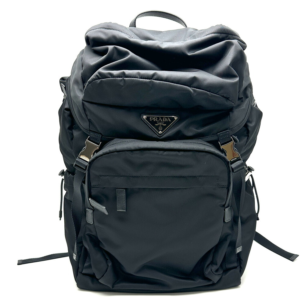 【楠本質店/元住吉】新品・未当て嵌める品 プラダ PRADA Re-Nylon xサフィアーノレザー うしろ側容器に並べる 2VZ090_2DMG_F0002_V_OOO 黒いこと 背嚢【中古】