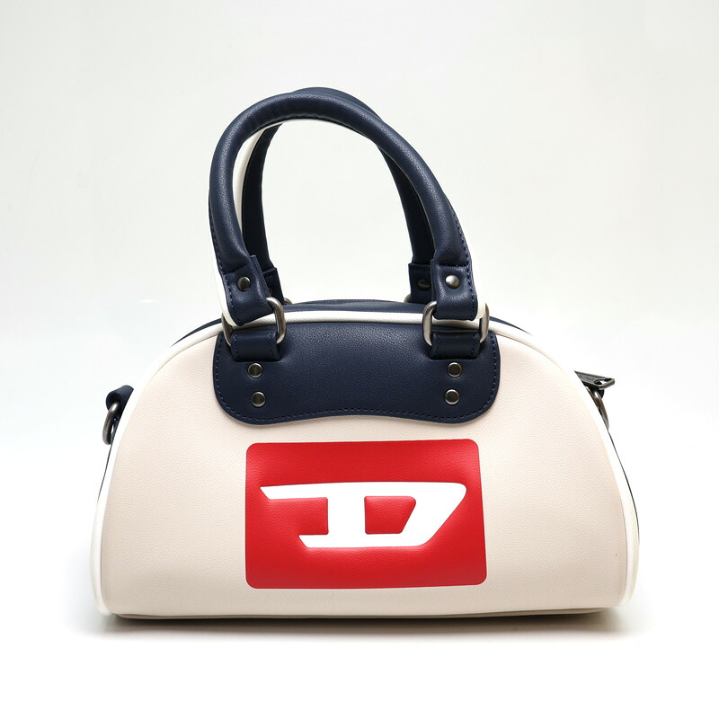 【楠本質店/元住吉】ディーゼル/DIESEL　2WAYミニボストン　アイボリー&times;ネイビー　ショルダーストラップ付【中古】｜楠本質店　店 15,246円