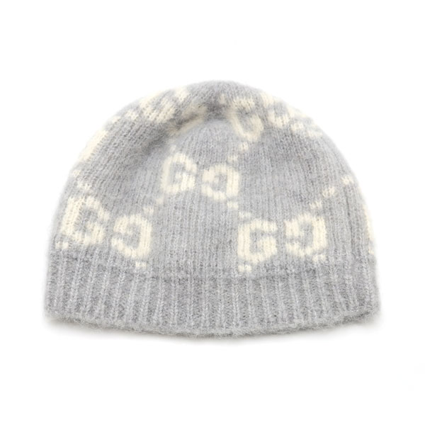 【楠本質店/元住吉】未当て嵌める品 グッチ/GUCCI 編み物帽 白いこと/薄墨色 大きさ：M 箱付【中古】