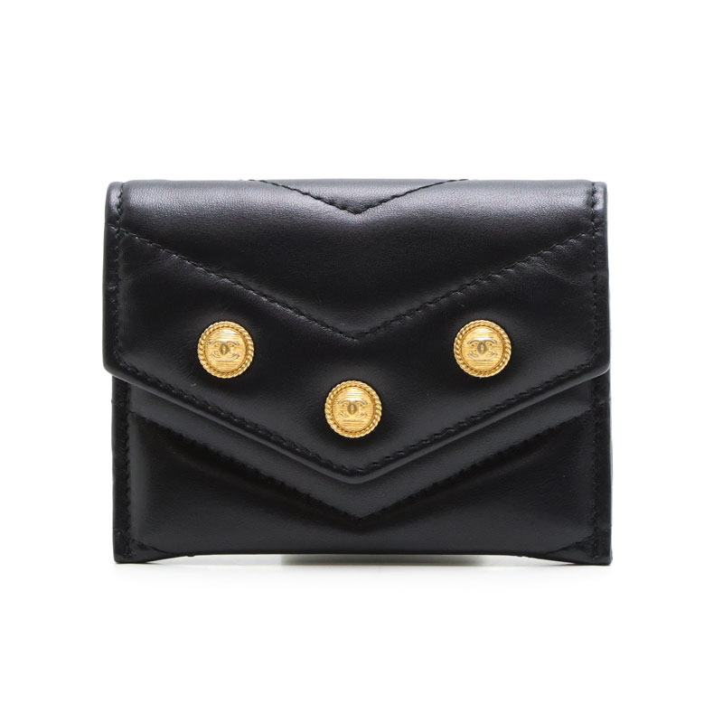 【楠本質店/元住吉】CHANEL/シャネル 歌留多容れもの V編み目 なめし革/子ヒツジ人はだ 箱付 ※大売り出し品 【中古】