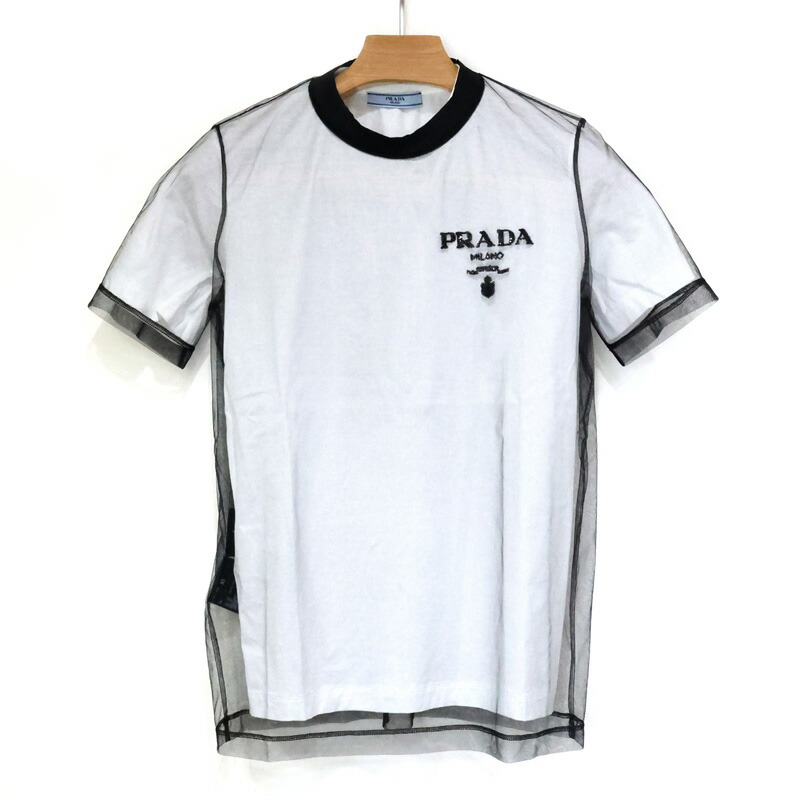 楽天市場】【新品同様】PRADA プラダ クロップド丈 Tシャツ ロゴ