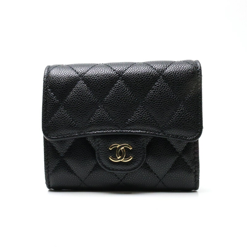 【楠本質店/元住吉】新品　シャネル/CHANEL　ホック財布　ココマーク　レザー/キャビアスキン　箱・ギャラ付　【中古】