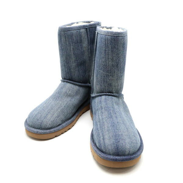 ☆一度使用☆アグ UGG スタッズ付 ダメージデニム調 ムートンブーツ 24cm ☆一度使用☆アグ UGG スタッズ付 ダメージデニム調 ムートン