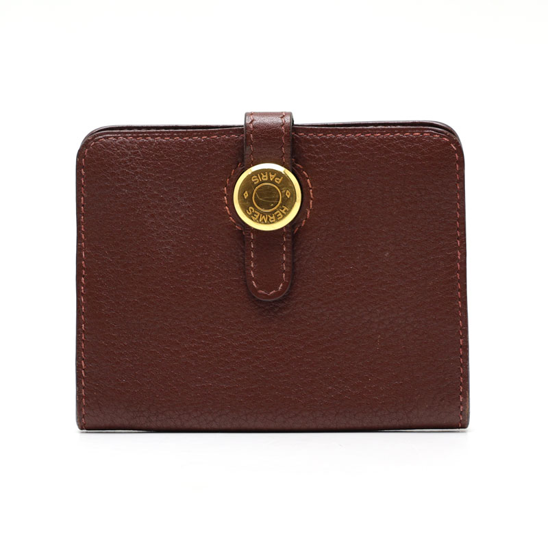 美品 エルメス ドゴン コンパクト □B刻印 財布 チェーン ケース 黒