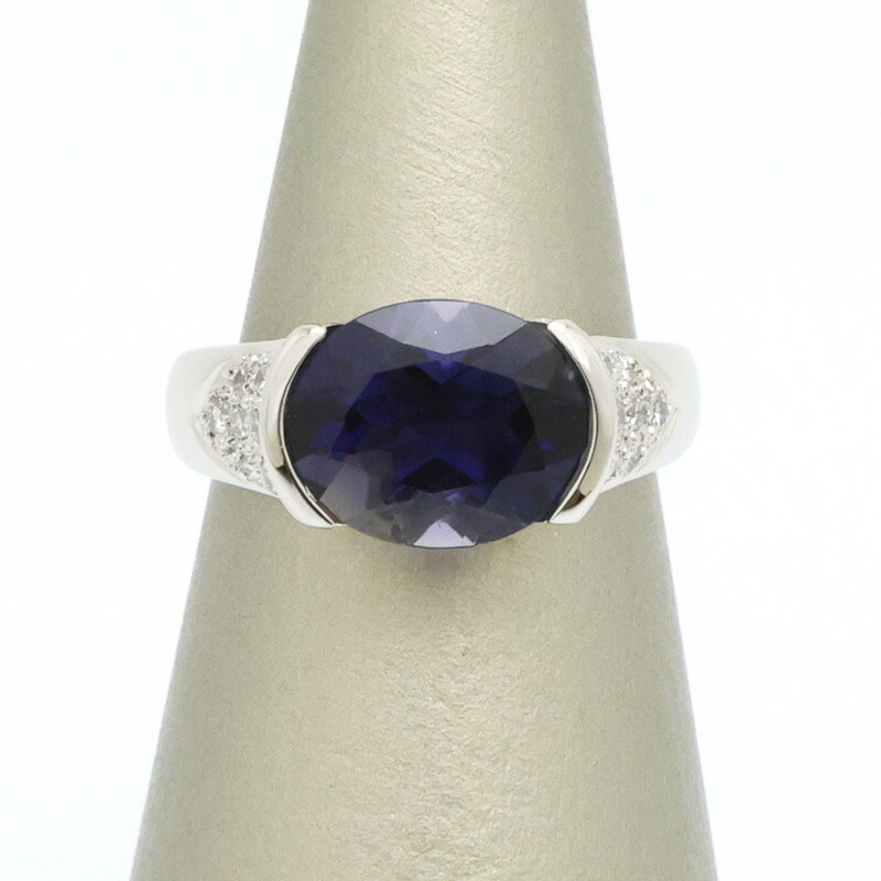 【楠本質店/元住吉】ポンテヴェキオ　K18WG　アイオライト&ダイヤモンド リング　アイオライト2.76ct/ダイヤ0.46ct　11号【中古】