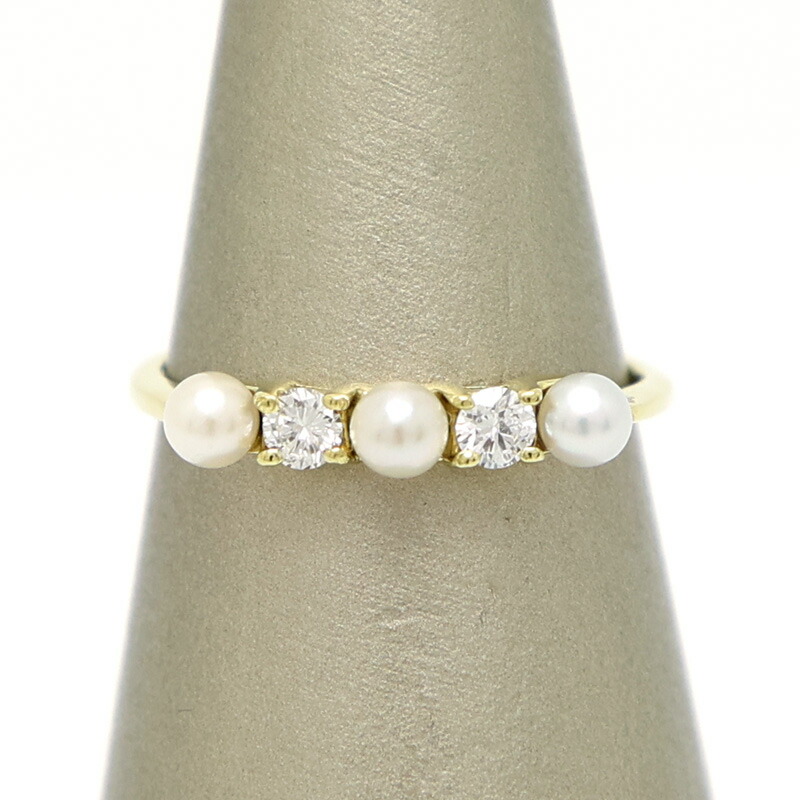 【楠本質店/元住吉】ティファニー/Tiffany\u0026Co. K18 3Pもの言う花パール\u0026金剛石 輪っか 8号【中古】