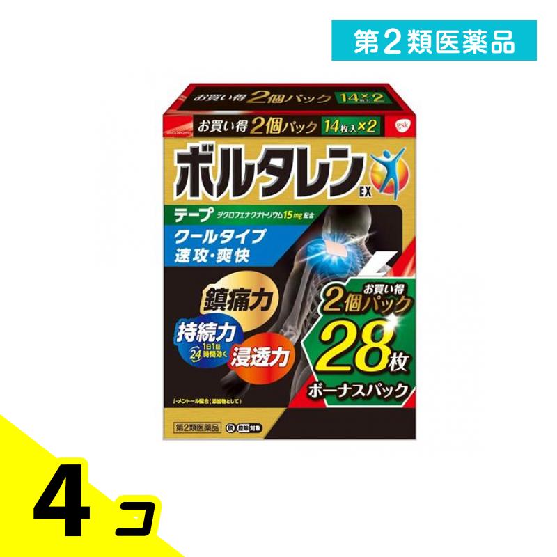 第２類医薬品 ボルタレンEXテープ 7×10cm お買い得ボーナスパック 28枚入 (21+7枚) 4個セット