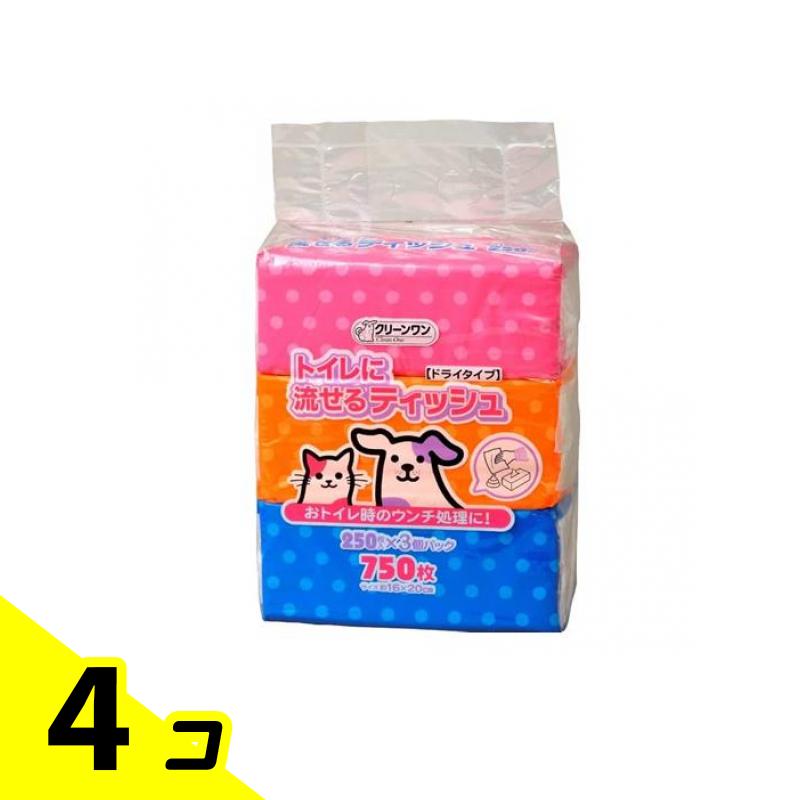 喨喨たる一 流せるティッシュ 素っ気ない手合い 750枚入 (250枚×3コパック) 4個書き割り