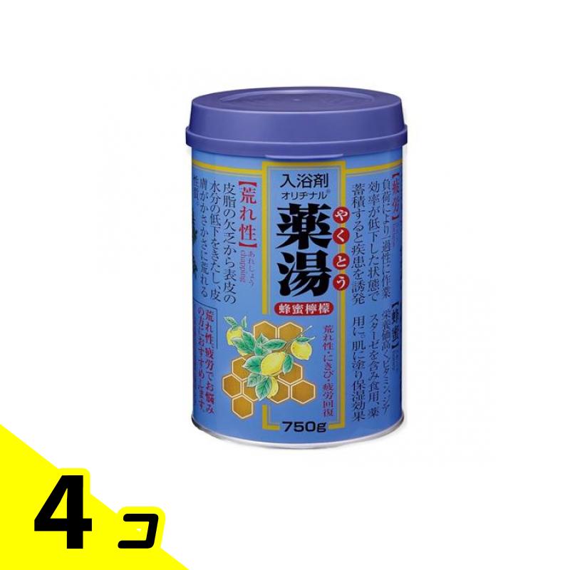 一風呂剤 オリヂナル薬湯 蜂みつ檸檬(蜂みつレモン) 缶入 750g 4個仕掛ける