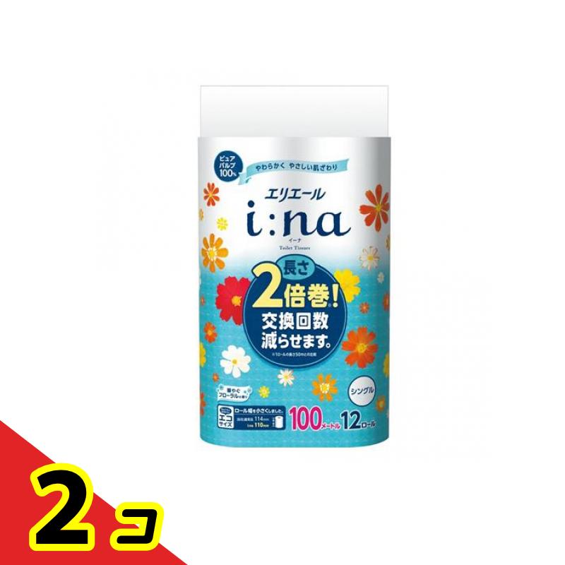 エリエール i:na(イーナ) トイレットティシュー 2倍巻 シングル 12ロール入 2個セット