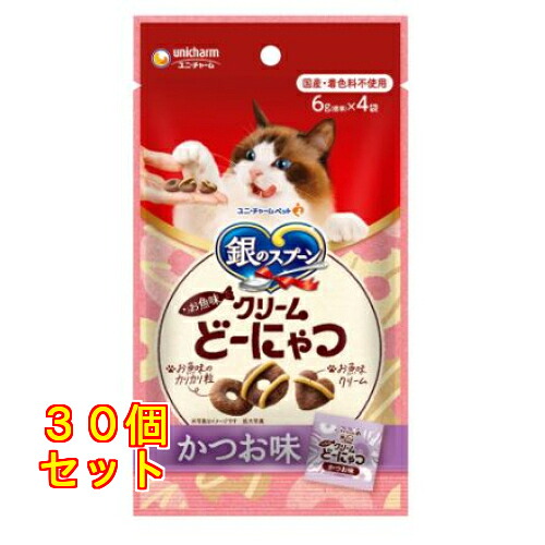ユニ・チャーム 銀のスプーン お魚味クリーム どーにゃつかつお味 猫用 4袋入×30個