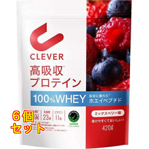 クレバー 高吸収 プロテイン ミックスベリー味 ( 420g )×6個|クスリのアオキ店