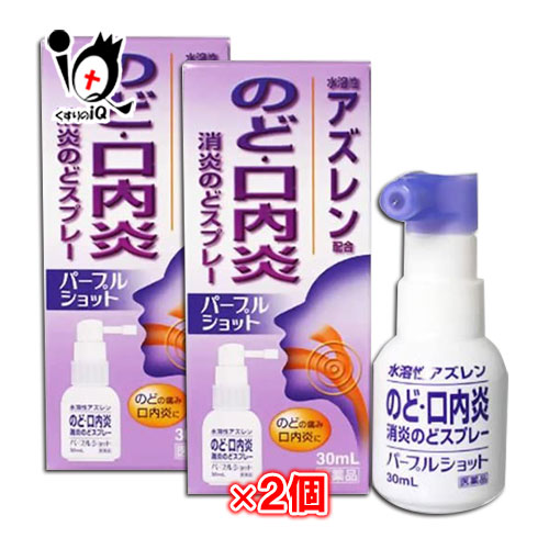 楽天市場 第3類医薬品 パープルショット 30ml 2個セット 白金製薬 のど 口内炎 消炎のどスプレー 水溶性アズレン配合 くすりのiq
