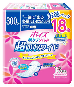 日本製紙　クレシア　ポイズ　【医療費控除対象商品】　300cc　(18枚入)　肌ケアパッド　女性用　超吸収ワイド　お徳パック