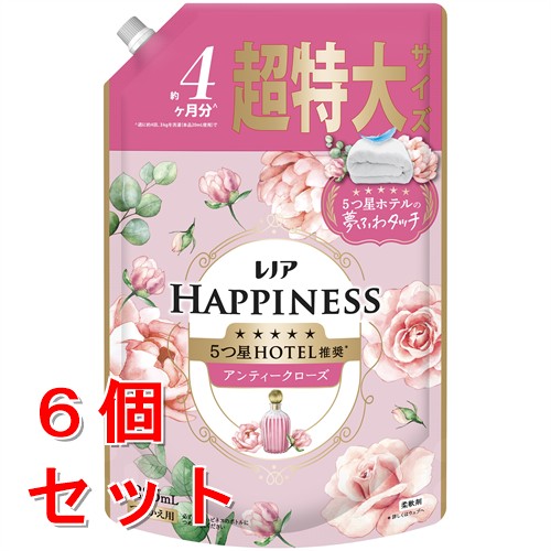 《セット販売》　P&G レノアハピネス 夢ふわタッチ アンティークローズの香り つめかえ用 超特大サイズ (1285mL)×6個セット 詰め替え用 柔軟剤 柔軟仕上げ剤　【P＆G】　【送料無料】　【smtb-s】